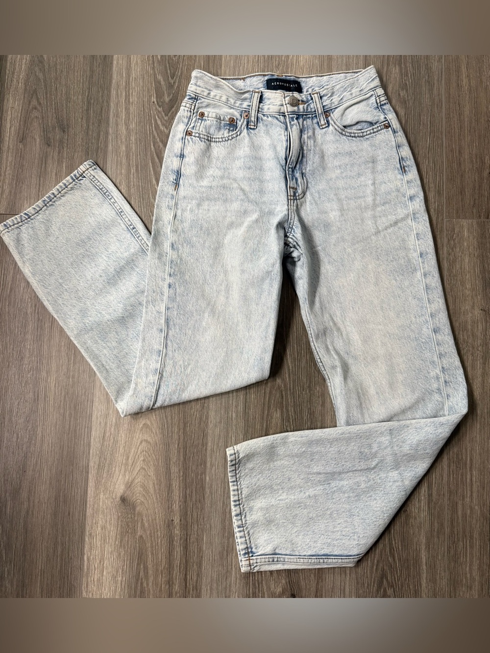 Aeropostale 90’s Baggy Jeans Size 00S Light acid wash Straight Leg Y2K grunge